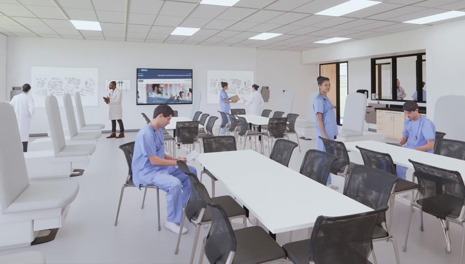 CGI rendering of an interior space in the upcoming COM building